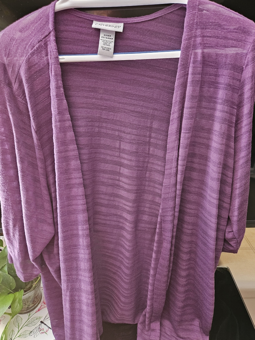 Catherines Lavender Open-Front Lightweight Cardigan